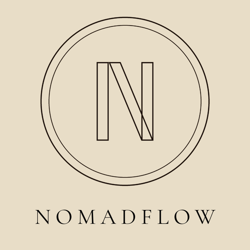 Logo NomadFlow sur fond beige
