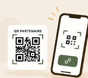QR code partenaire scanné depuis un smartphone pour accéder à NomadFlow